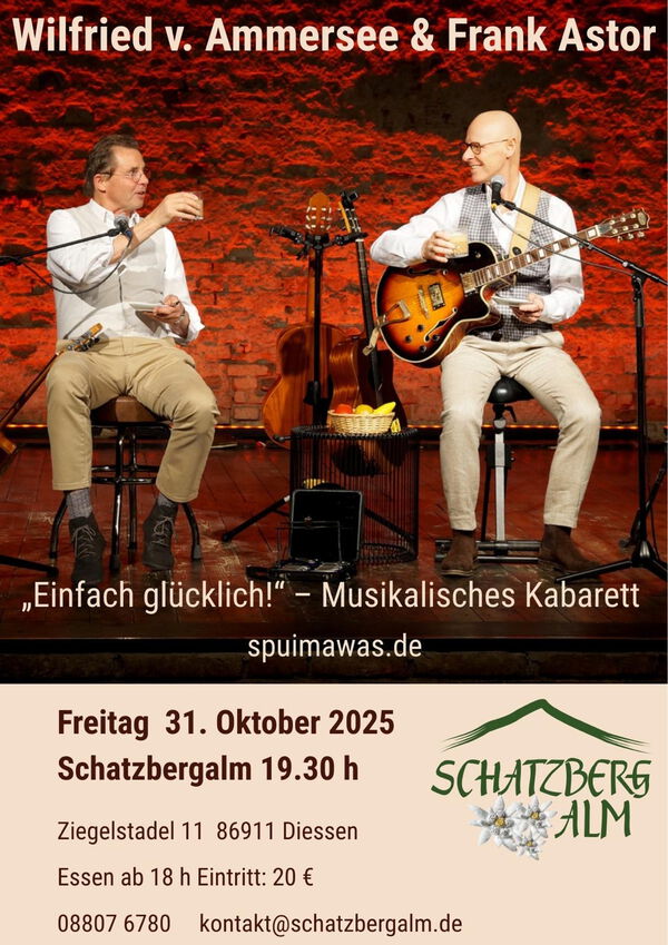 Plakat „Einfach glücklich!" - Musikalisches Kabarett - Wilfried v. Ammersee & Frank Astor